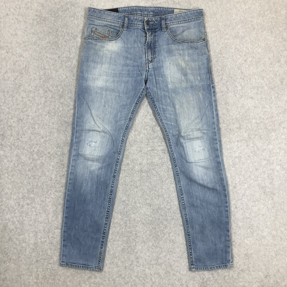 Diesel Jeans Men 32x30 Blue Thommer Slim Skinny Fit Stretch Denim Thrashed 084ON